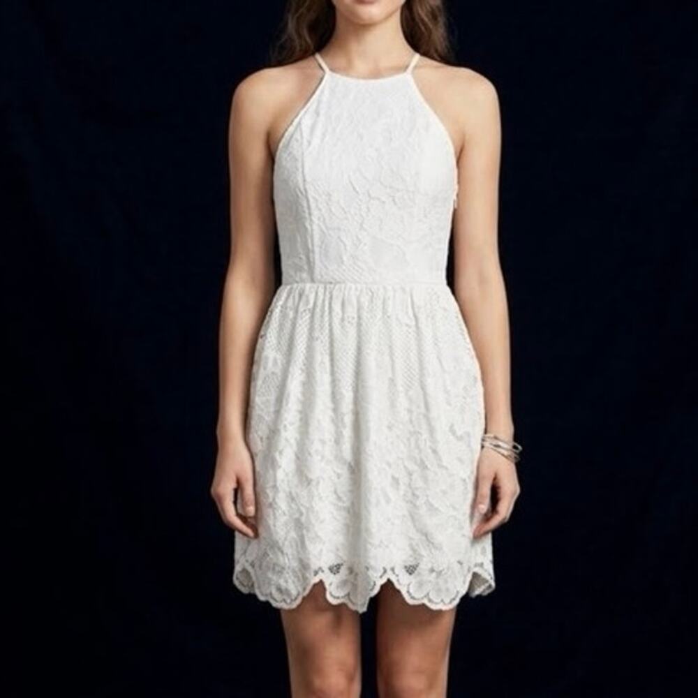 Altar'd State White Lace Halter Fit Flare Medium Minimalist Feminine Sundress